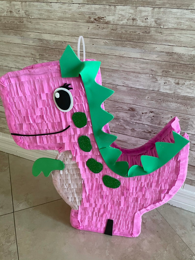 Pink Dinosaur Pinata. Girl. Party Decorations Supplies stick not included image 3