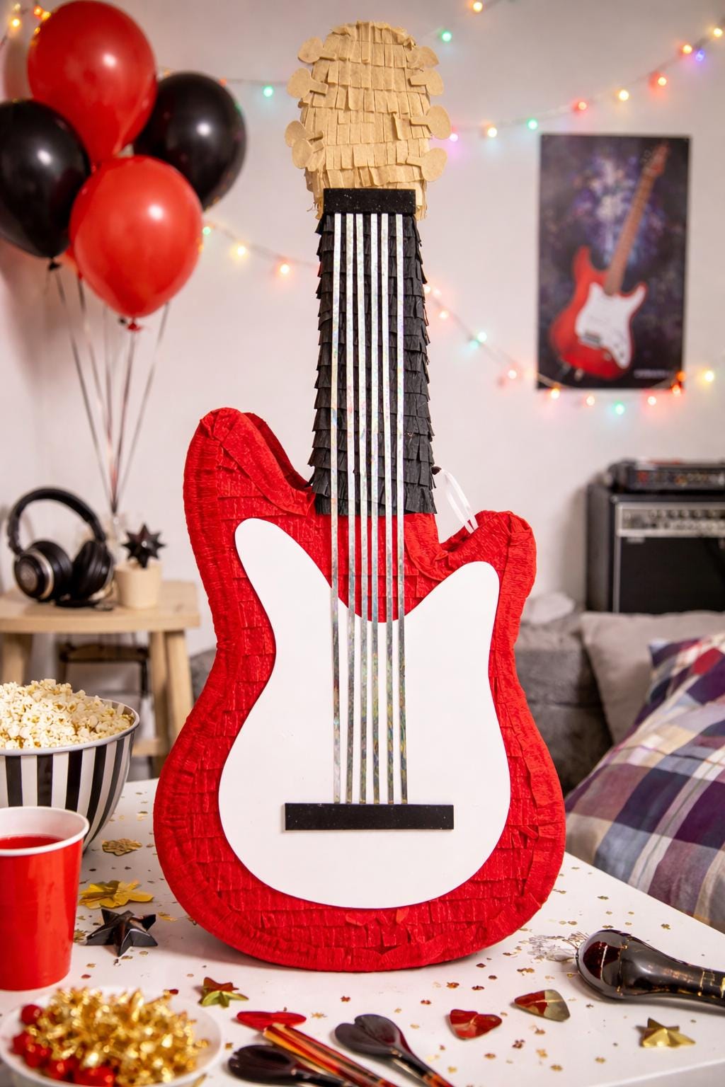 Pinata Violon/guitare Pour Fête D’anniversaire – Décoration Musicale Originale Avec Surprises