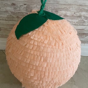 Peach Pinata 3D round 14in diameter. Fruit Party Decorations. stick not included image 2