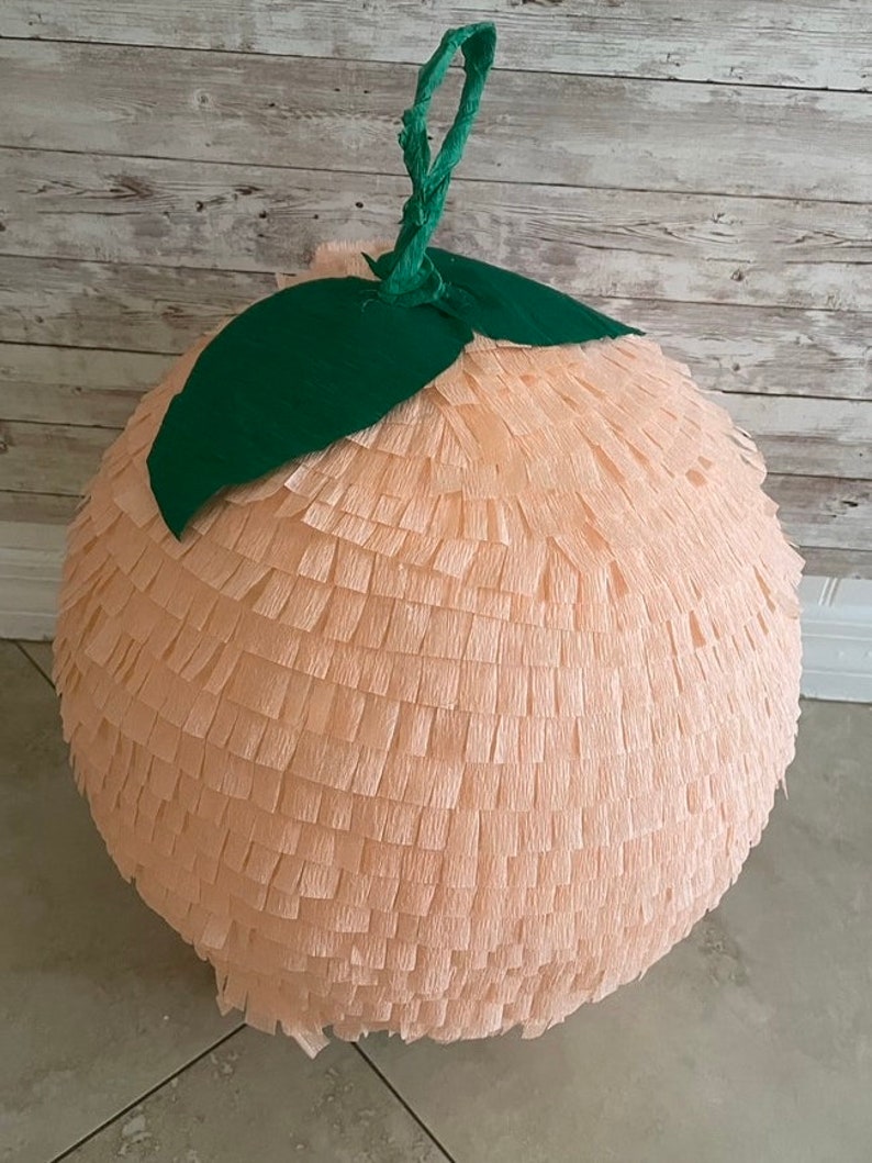 Peach Pinata 3D round 14in diameter. Fruit Party Decorations. stick not included image 2