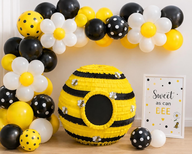 Beehive Piñata – Bumble Bee Party Decor, Bee Baby Shower Decoration, First Birthday Party, Handmade Bee Theme, Party Bundle Available image 11