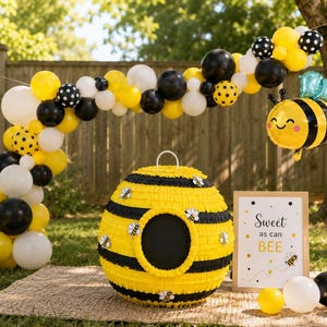 Beehive Piñata – Bumble Bee Party Decor, Bee Baby Shower Decoration, First Birthday Party, Handmade Bee Theme, Party Bundle Available image 4