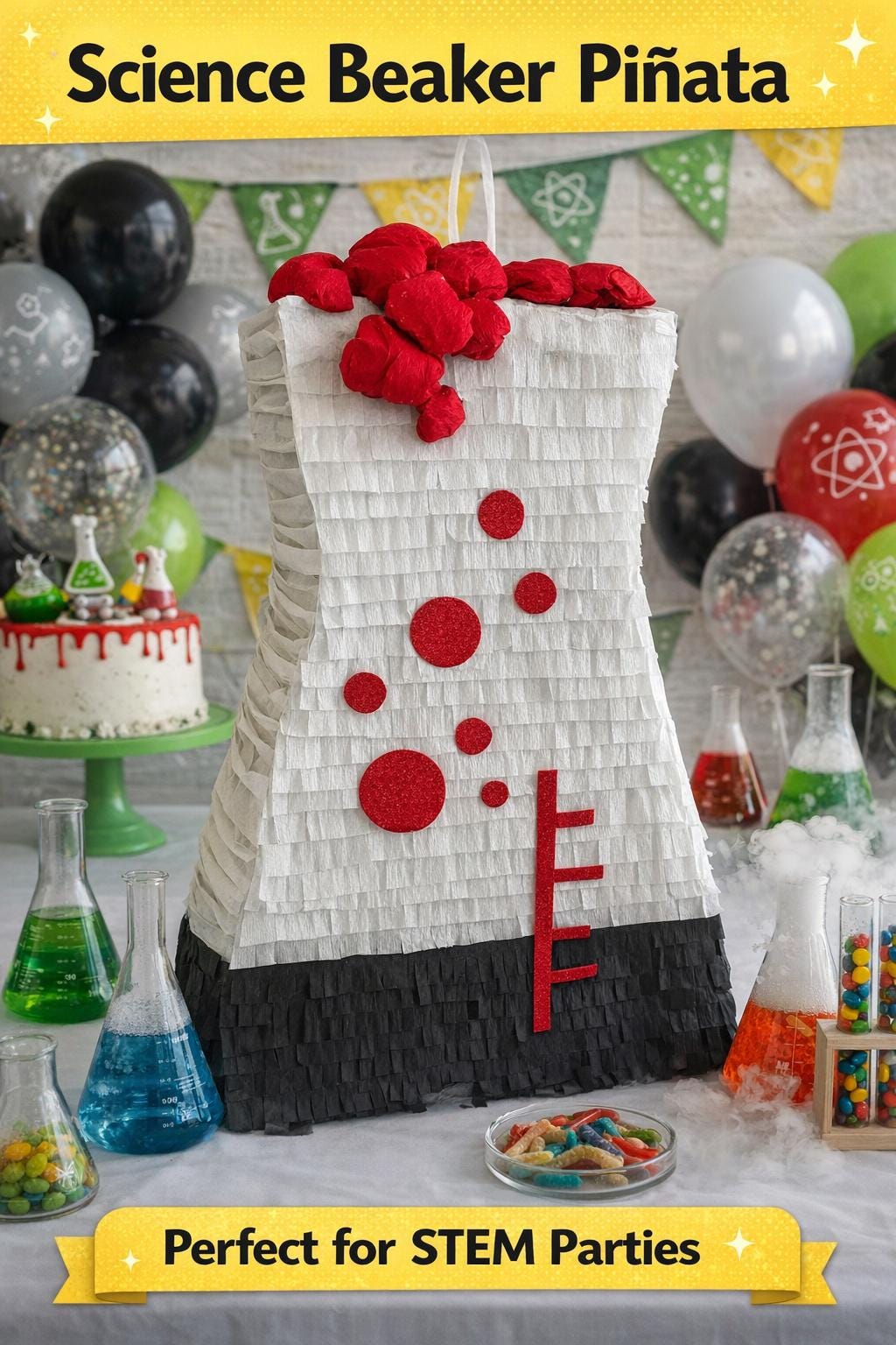 Custom Pinata Science Science Beaker Piñata, Chemistry Party Decor, STEM Birthday Piñata, Lab ...