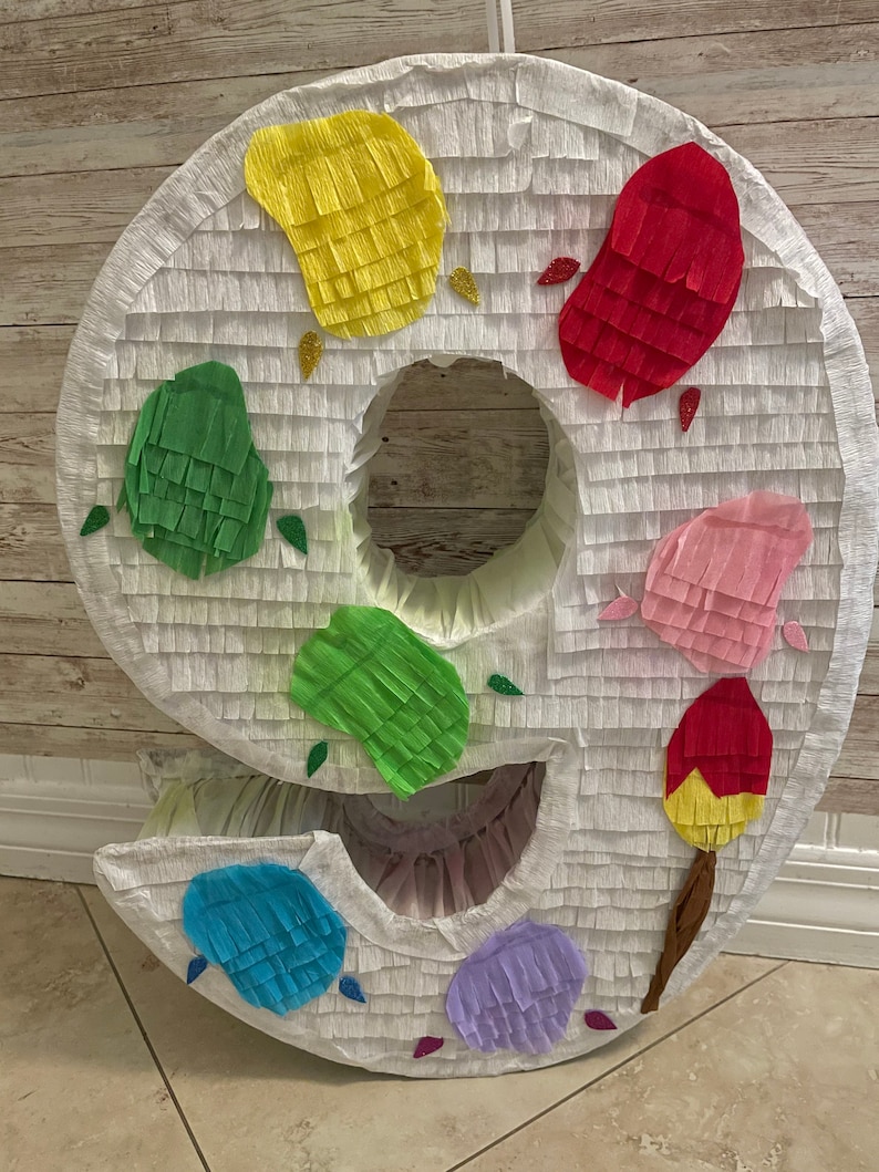 Number Art Palette Pinata. Art Birthday Party. Party Supply. Etsy