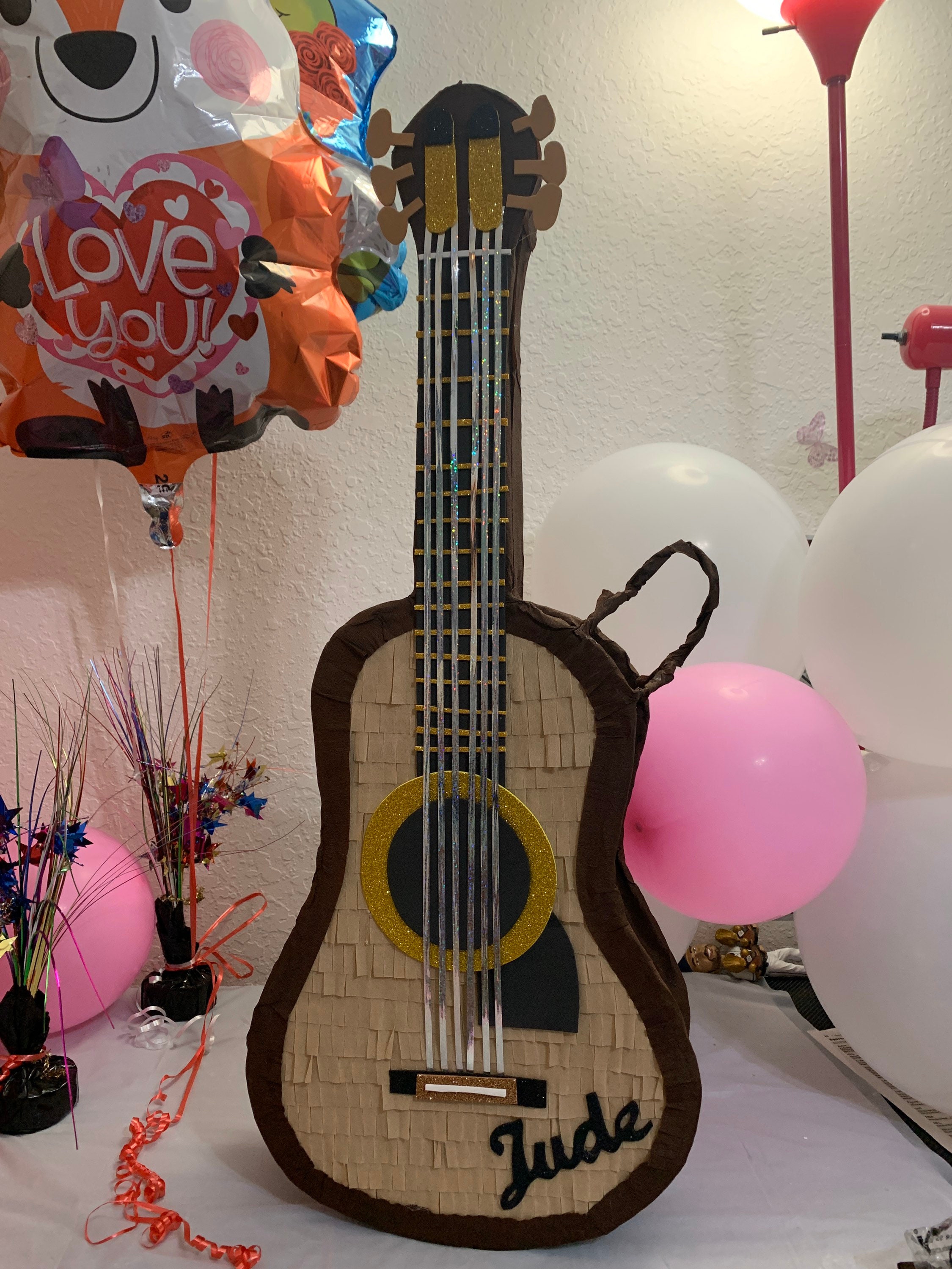 Lytio Guitar Pinata Classic Acoustic Mexican Guitarra Ideal for Parties Piñata Game Center Piece or Photo Prop 