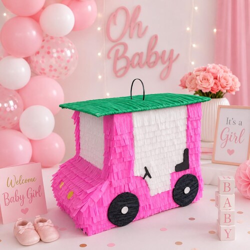 Piñata voiturette de golf rose – Décoration de baby shower fille, Baby shower sur le thème du golf, Décoration de fête sur le thème du golf, Anniversaire de fille, Kit de fête disponible
