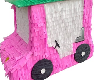 Pink Golf Cart Pinata. Party Decorations. Medium Size (stick not included)