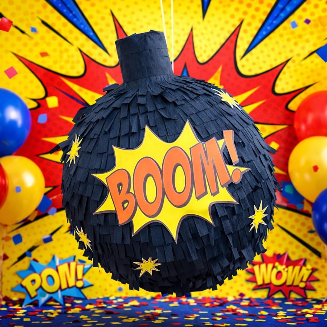BOOM Piñata, Comic Book Piñata, Superhero Party Decor, Explosion Piñata ...