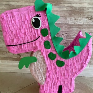 Pink Dinosaur Pinata. Girl. Party Decorations Supplies stick not included image 5