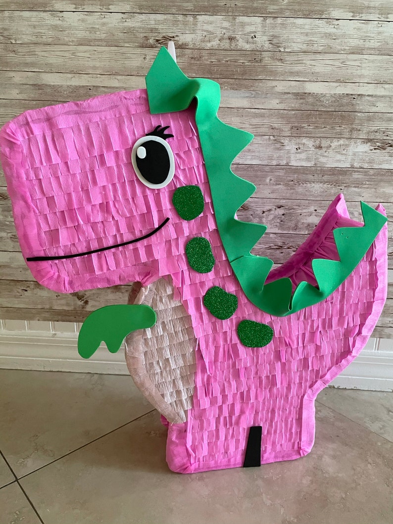 Pink Dinosaur Pinata. Girl. Party Decorations Supplies stick not included image 5