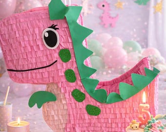 Pink Dinosaur Piñata – Girl Dino Party, Dino Birthday, Kids Birthday Party, Cute Dinosaur Decor, Dinosaur Theme Party (Piñata only)