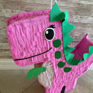 Pink Dinosaur Pinata. Girl. Party Decorations Supplies stick not included image 4