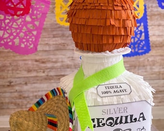 Tequila Bottle Piñata, Mexican Fiesta Party Decor, Cinco de Mayo Birthday Decoration, Personalized Tequila Piñata, Fiesta Kit Available