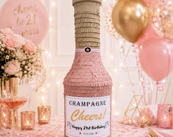 Pink Champagne Bottle Piñata, Bachelorette Party Decor, Celebration Piñata, Cheers Party Decoration, Champagne Celebration Kit Available