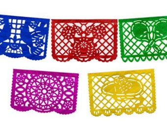 Large plastic chopped multicolor banner. Mexican Fiesta
