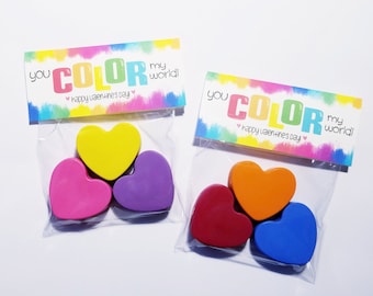 Valentine Heart Crayons, Heart Shaped Crayons, Valentines Day, Classroom Party, Kids Party, Party Favors, Preschool Gifts, Kids Gifts, Heart