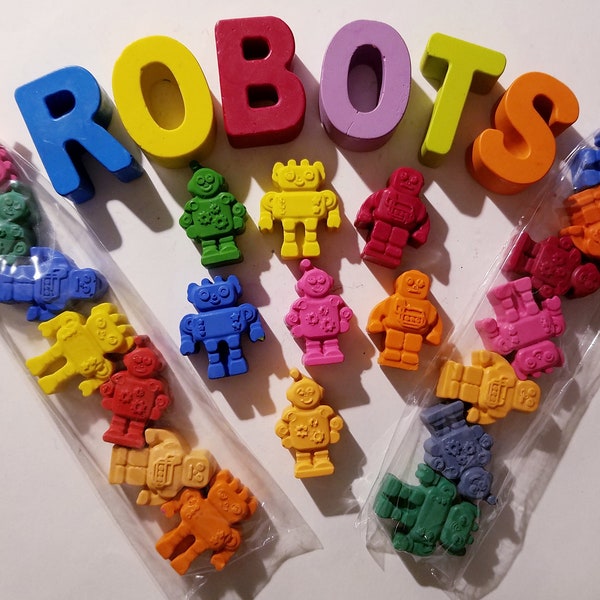 Robot Crayons, Robot Birthday Party, Party Favors, Easter Basket Gifts, Kids Robot Party, Kids Holiday Gifts, Boys Birthday Party, Kids Gift
