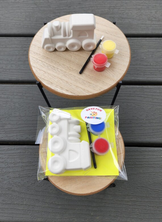 Kids Plaster Paint Set Train Paint Set Trains Birthday Party Etsy