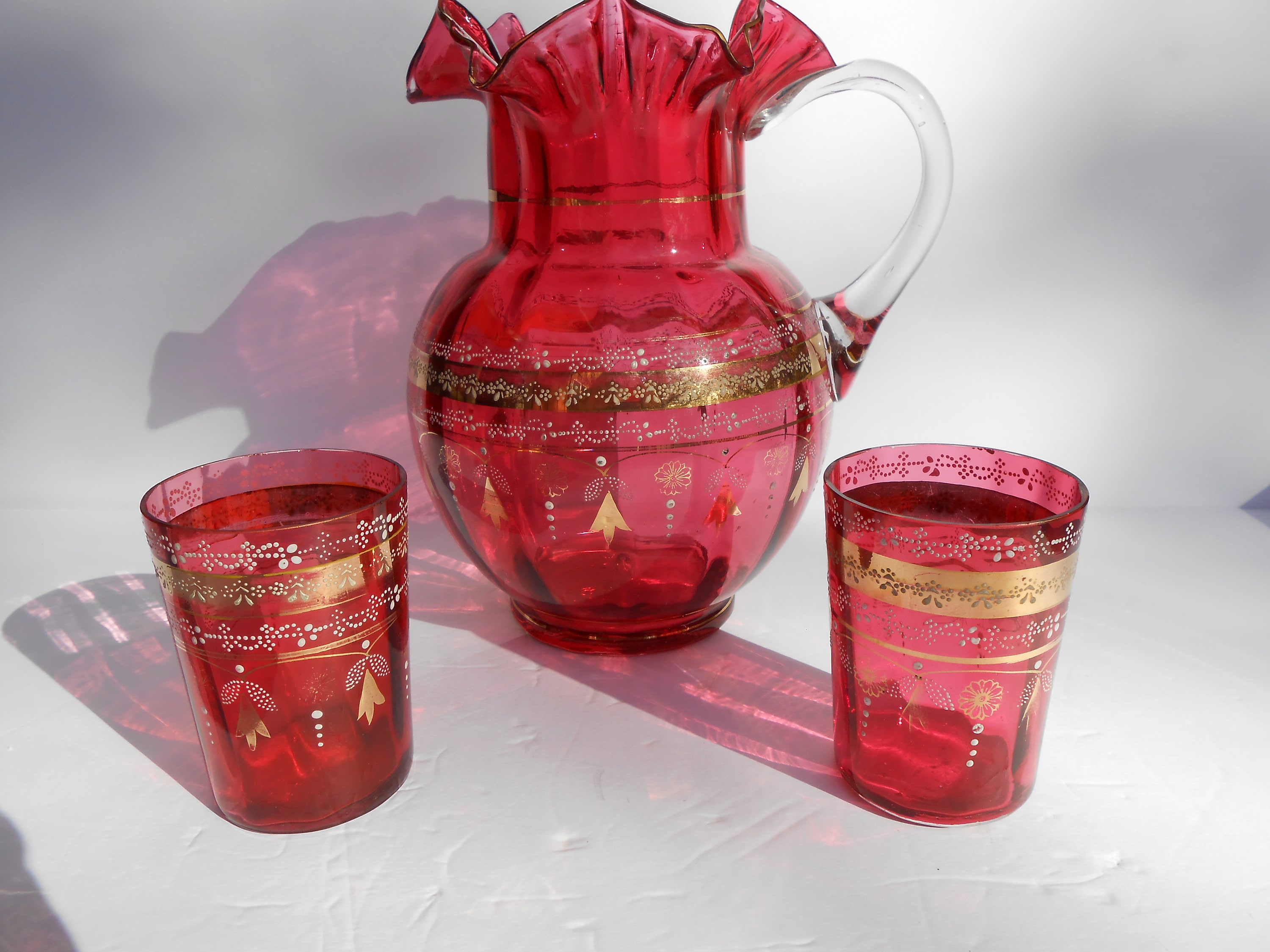 Antique Victorian Glass Lemonade Set - Etsy