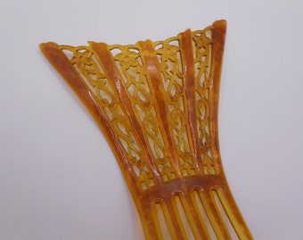 Antique Dark Amber Lucite / Celluloid Art Deco Mantilla Hair  display picture 1