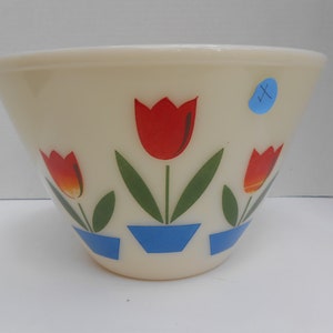 FIRE KING Tulip 4 Quart Splash Proof Bowl 9 1/2&quot; Anchor Hocking Fire King Glass Mid Century Mixing Nesting Bowl