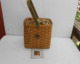Longaberger 2003 AUTUMN TOTE Basket Liner & Protector Fall Thanksgiving Decor