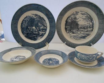 Servizio da tavola Royal China Currier Ives Old Grist Mill: per 4 persone