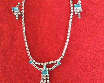 Rhinestone Necklace and Earrings