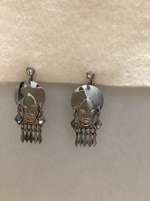 Vintage Tribal Screw Back Earrings - image 1