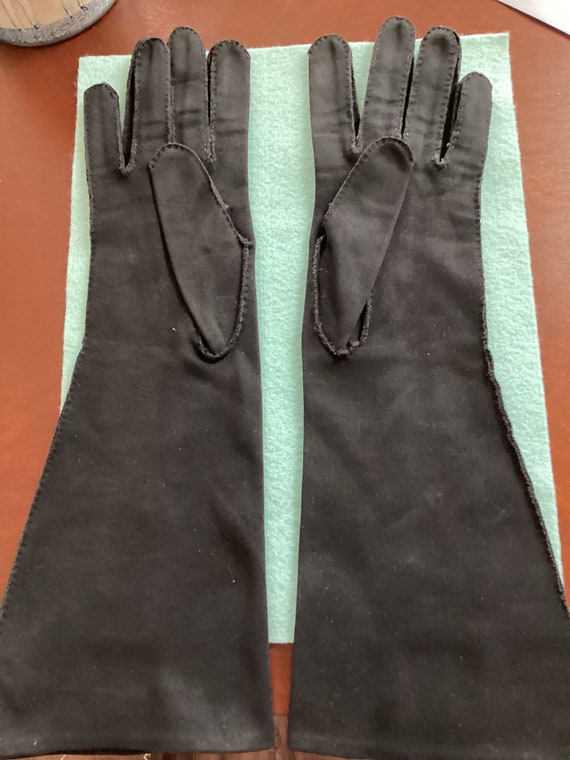 Vintage Long Black Gloves - image 3