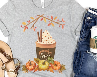 Pumpkin Spice Latte tshirt, Pumpkin Spice Coffee tee, Autumn Pumpkins, Fall Pumpkins, Fall Latte, Autumn Lattee, Fall Colors, Autumn Colors