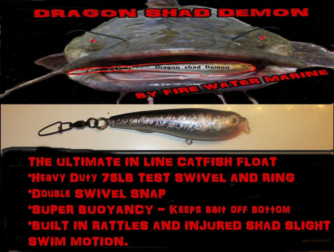 5-pack of the DRAGON SHAD DEMON Inline Catfish Float / Lure for the Santee  Cooper Rig Fishing Floater 