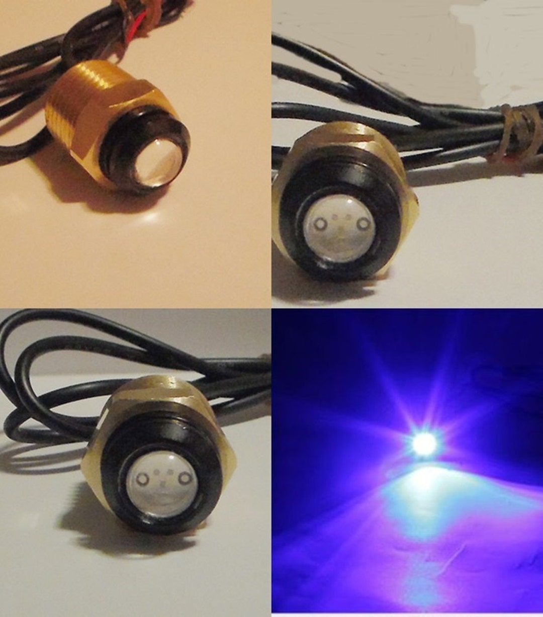 LED BOAT PLUG Light blue, White, Green Garboard Brass Drain 1/2 Npt