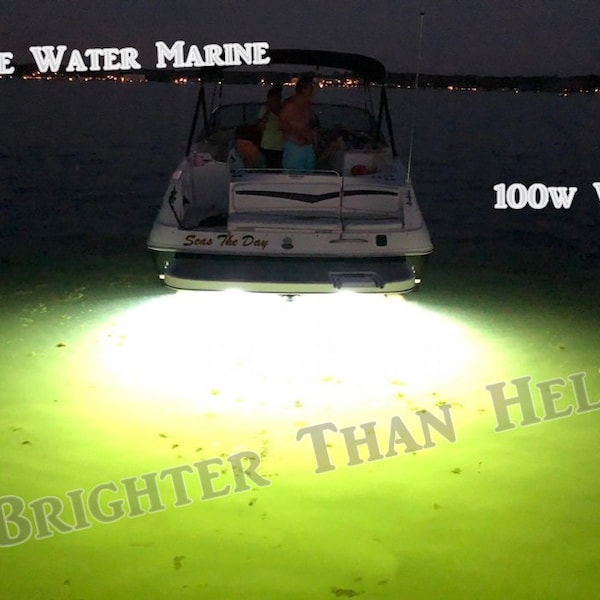 100w 8000 Lumen GARBOARD underwaterLED Boat Drain Plug Light choose:  White, Blue or Green 1/2  3/4 NPT