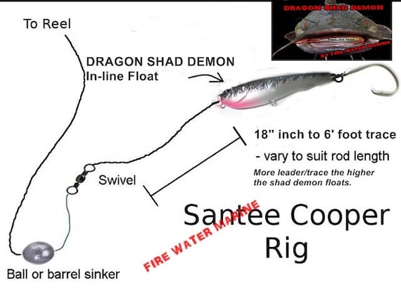 5-pack of the DRAGON SHAD DEMON Inline Catfish Float / Lure for