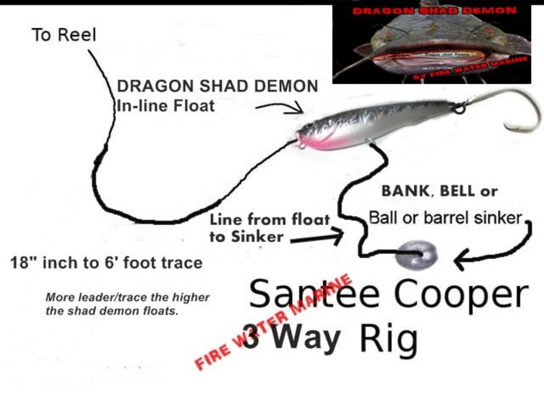 thumbnail image 2 of Demon Dragon Catfish Lure Kit - Santee Cooper Rig With Peg Float, 4 Inch, 9-Pack For Freshwater Fishing 2 of 3