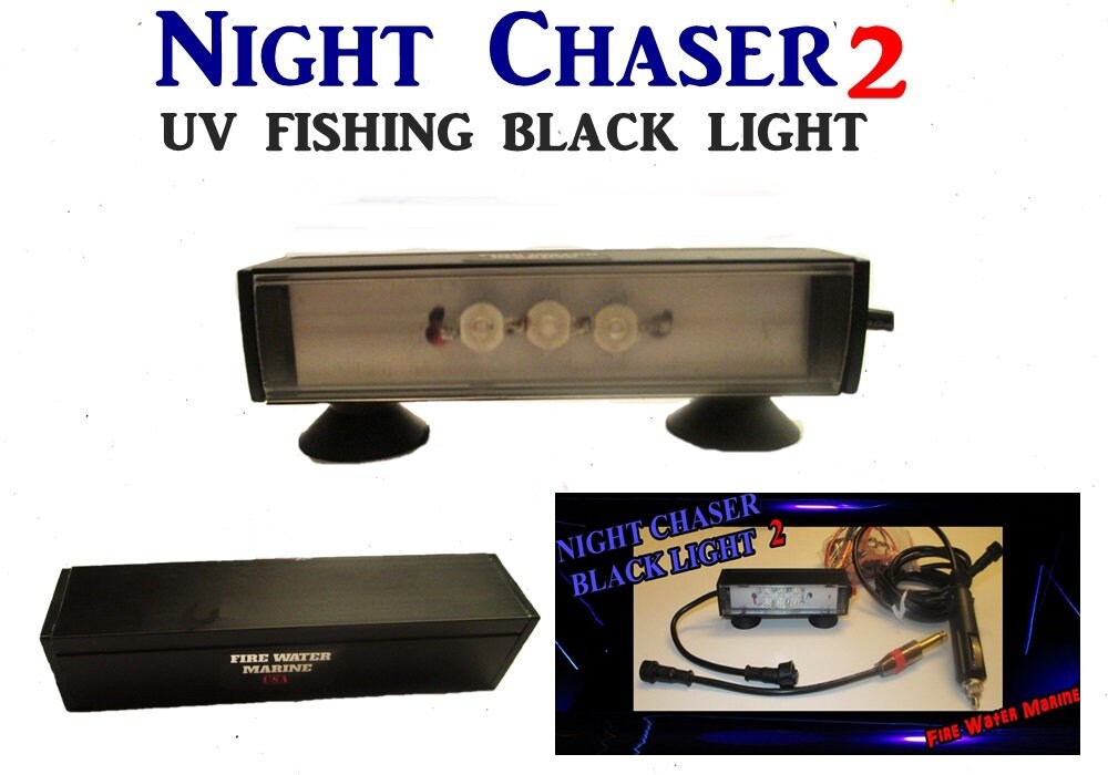 NIGHT CHASER UV LED FISHING BLACK  LIGHT w/ HARD MONO PLUG FULL MAXX MOON GLOW
