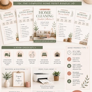 ADHD Kitchen Cleaning Checklist | Kitchen Reset Printable | Decluttering Planner | Home Organization PNG
