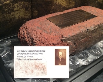 A Piece of Poe - Brick Dust Sample Taken from Edgar Allan Poe's Manhattan Residence Cask of Amontillado 1800s Historical Limited Supply