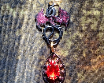 Made To Order Black Blood Dragon Necklace Red Dragon Necklace Dungeons and Dragons Teardrop Jewelry Choose Color