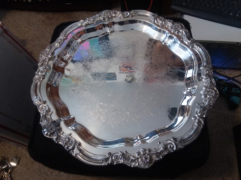 Vintage Silverplate Serving Platter Tray Huge Heavy F.B. Roger's Silver