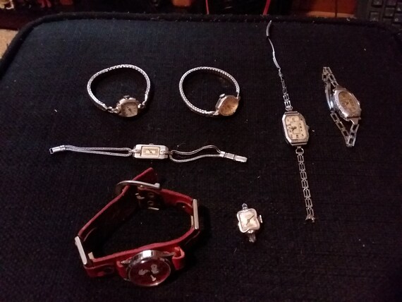 Vintage Wrist Watch Lot 7 Total Parts Repair
