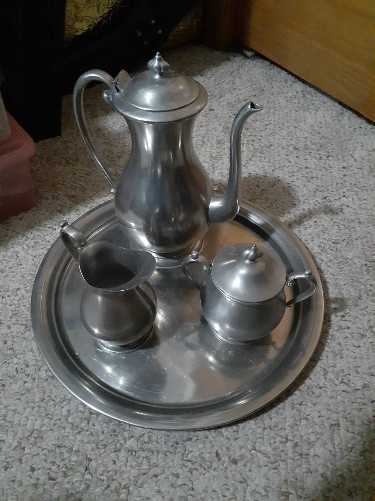 Vintage Kirk Pewter Tea Set 4 Pieces Fine Dining Fancy Service Etsy