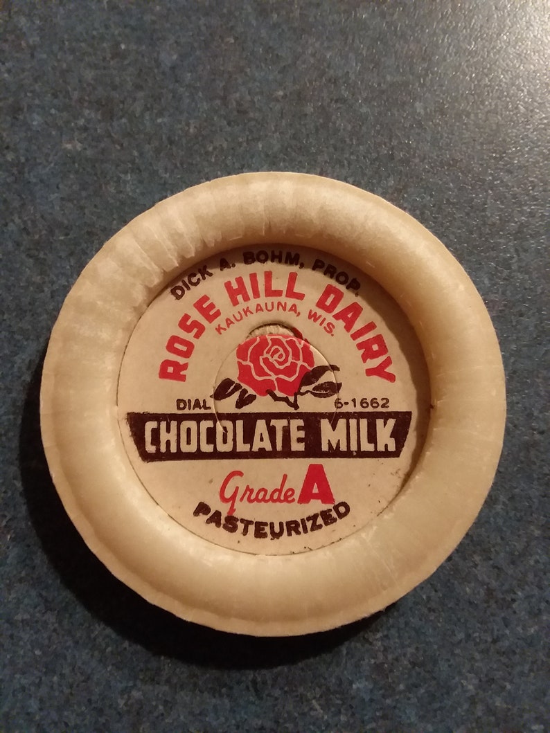 Vintage Rose Hill Dairy Kaukauna WI Milk Bottle Cap Chocolaye Etsy