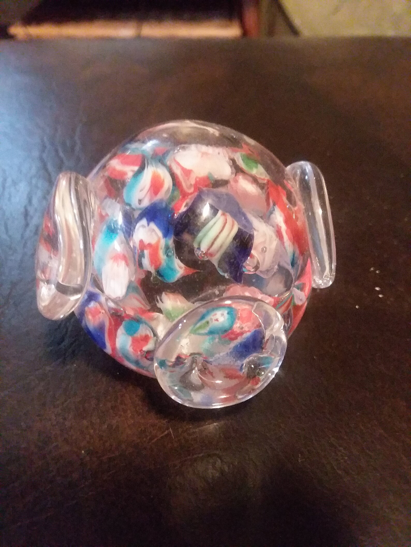 Vintage Glass Pig Head Paperweight Colorful Home Office Decor Etsy