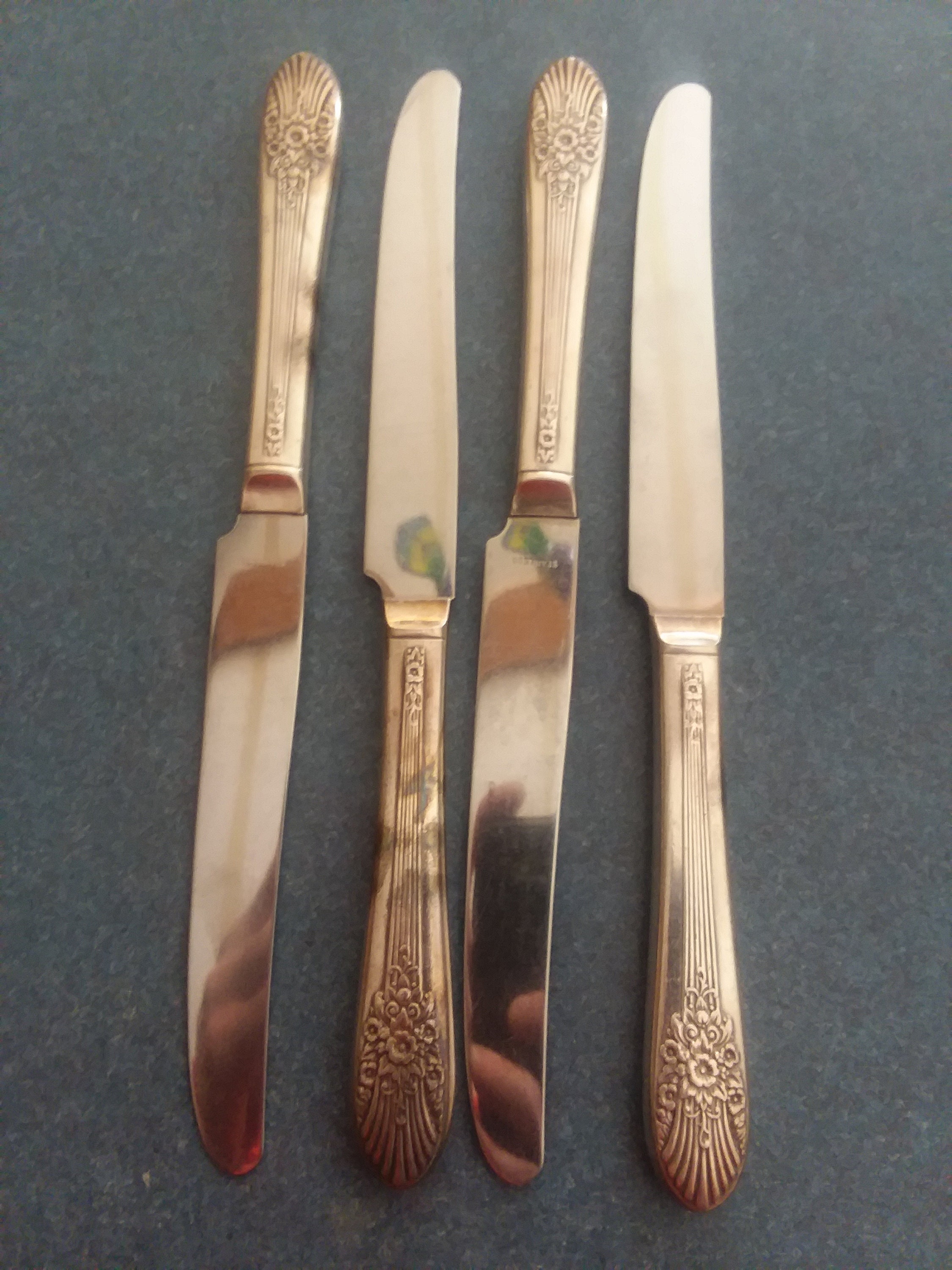 Vintage Silverplate Stainless Steel Butter Knife Set of 4 Fine Etsy