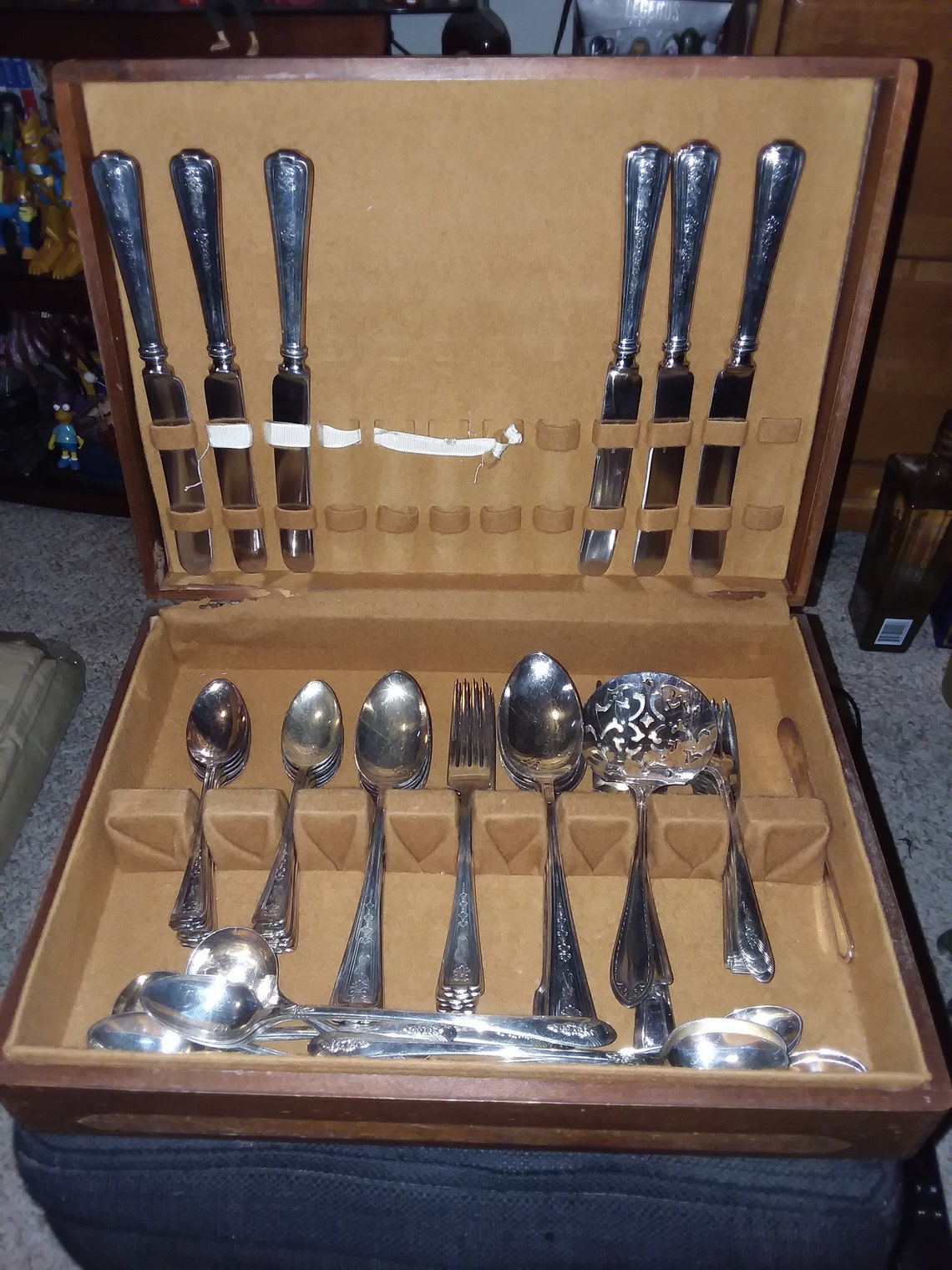 Antique 1847 Rogers XS Triple Plate Silverware Set Wood Case Etsy