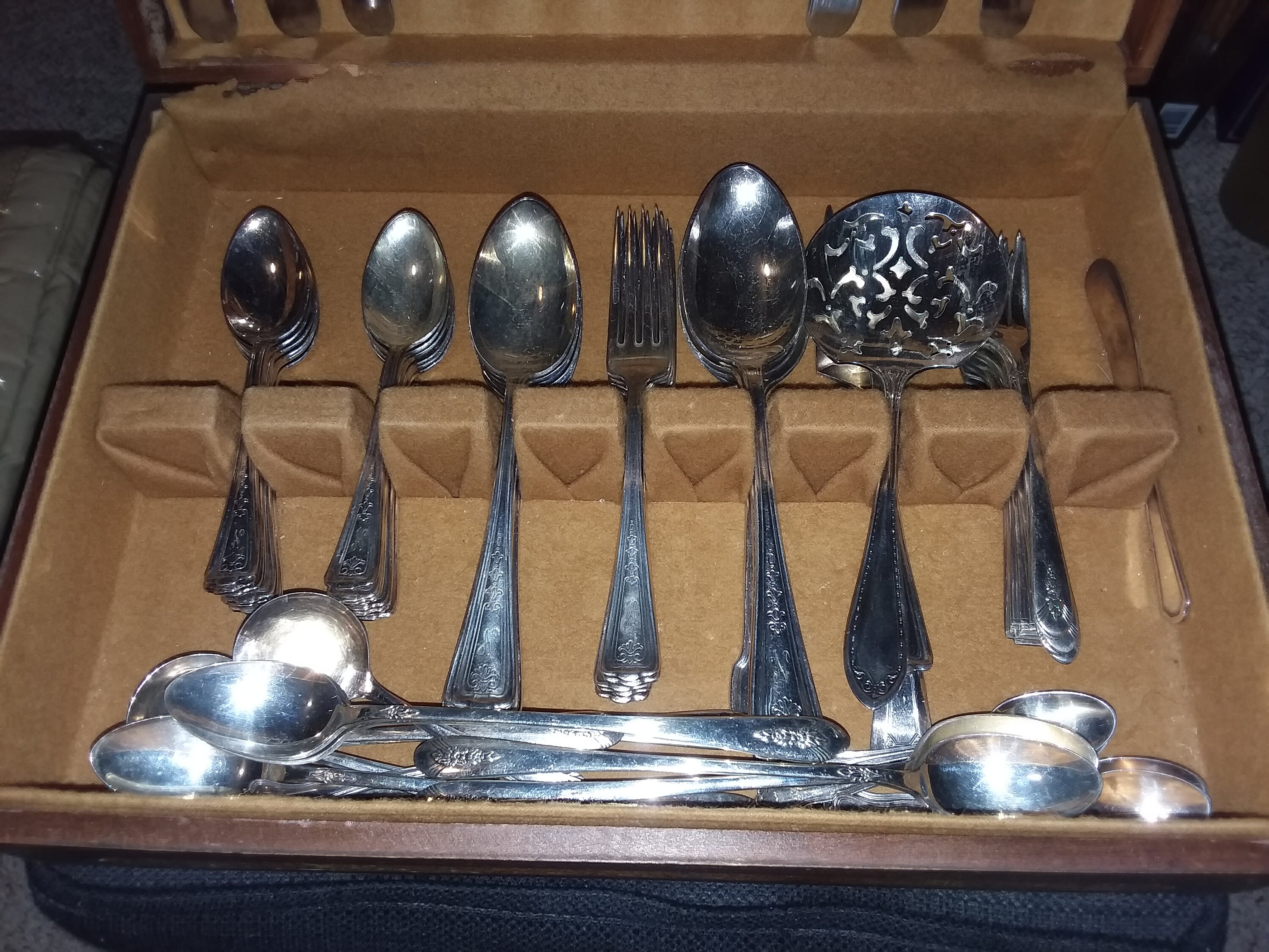 Antique 1847 Rogers XS Triple Plate Silverware Set Wood Case Etsy