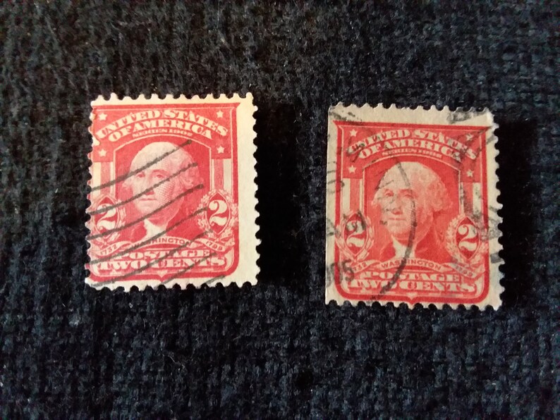 Vintage 2 Cent Washington US Postage Stamp Red Lot of 2
