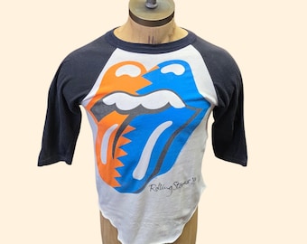 1980s Rolling Stones Raglan Tour T Shirt ~ Medium Large ~ 1989 Back Hit